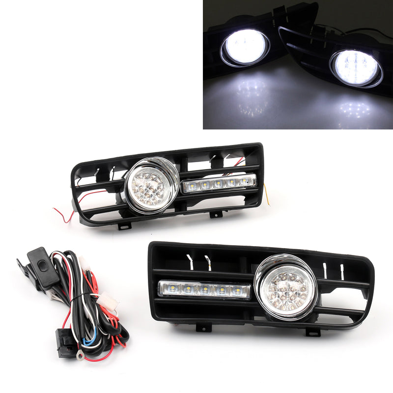 2x Tåkelys 5 LED Front Bumper Grille DRL Lampe For 99-04 VW Golf MK4 GTI TDI