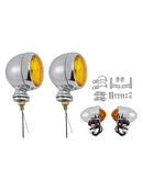 Motorcycle Beam Headlight Fog Lamp Custom Chrome