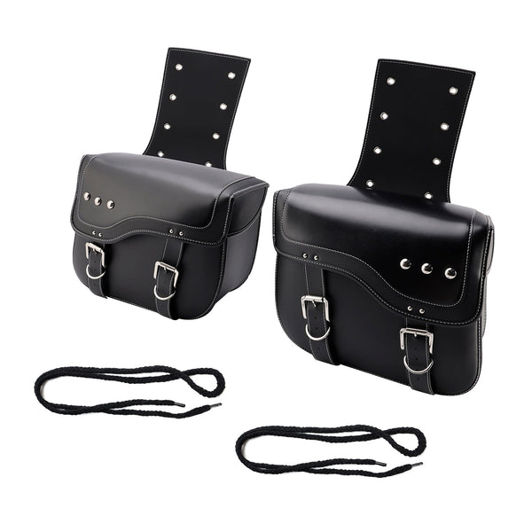 Universell sadelväska sida förvaringssvåse pu bagage svart 28L för motorcykel