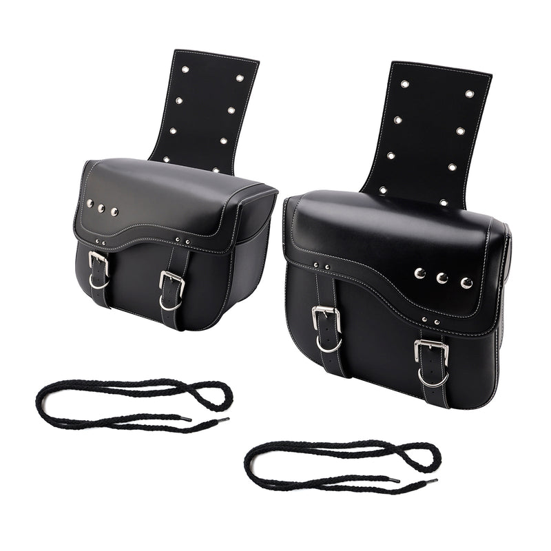 Universell sadelväska sida förvaringssvåse pu bagage svart 28L för motorcykel