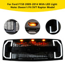 2009–2014 Ford F150 Matt Black Raptor Style Front -Floor Bar Grill Grill s LED