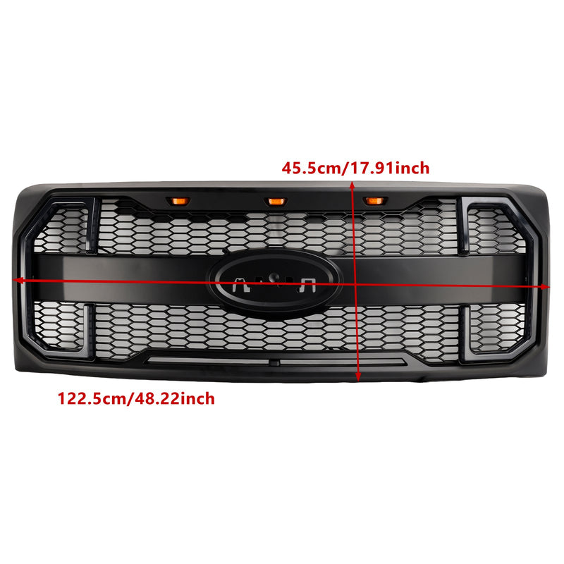 2009–2014 Ford F150 Matt Black Raptor Style Front -Floor Bar Grill Grill s LED