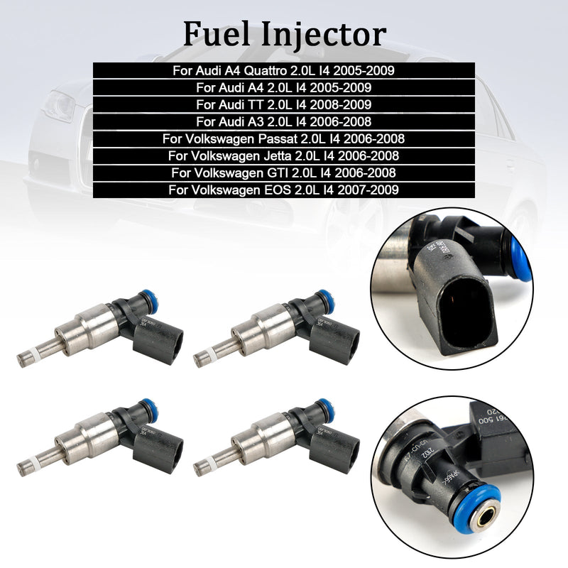 2005-2009 Audi A4 2.0L I4 4stk drivstoffinjektor 06F906036A