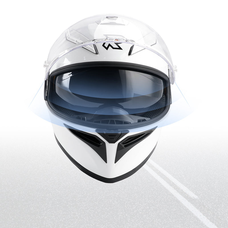 Prick motorcykelhjälm för vuxna, gata, integrerad hjälm, vit