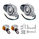 Motorcycle Beam Headlight Fog Lamp Custom Chrome