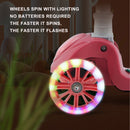 2-in-1 Kinderroller mit klappbarem Sitz, LED-Licht, 3 Rädern und verstellbarem Klapp-Lenker – Blau/Rosa