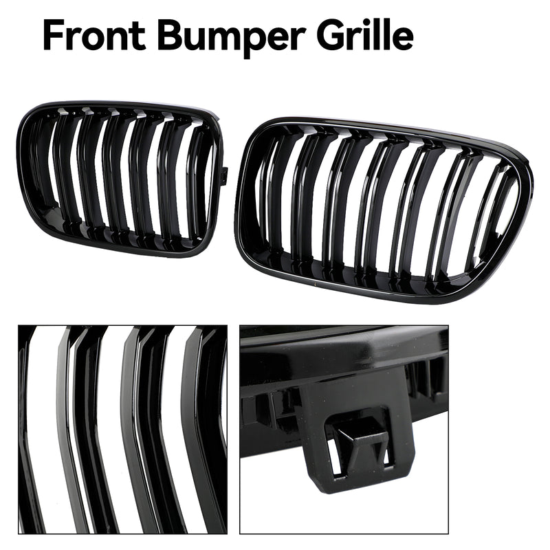 Glanssvart frontstøtfanger nyregrill for BMW X3 F25 2011-2014 Dual Line