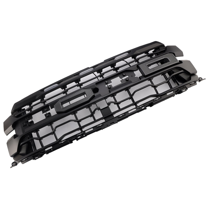 Etupuskurin musta jäähdyttimen säleikkö, joka sopii Ford F150 Raptorille vuodesta 2024.