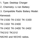 Cargador rápido de escritorio KSC-35S de 1 pieza para Kenwood KNB-45L TK3400 TK2400 TK2402/2300