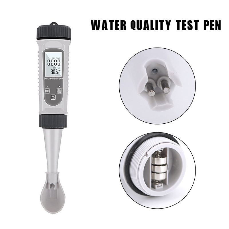 4In1 EC/SG/TEMP/suolaisuusmittari Digitaalinen vedenlaatumittarin testaustyökalu