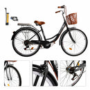 7rychlostní 26" paprskové kolo cruiser jízdní kolo dámské kolo dívčí městské kolo černé