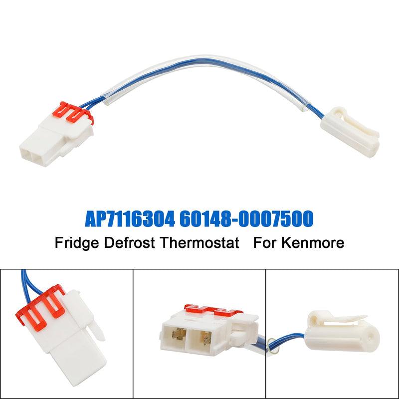 Termostato de degelo de geladeira para Kenmore, AP7116304, PS12199075, 60148-0007500