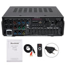 2500W Peak Power Stereo HiFi-forstærker Bluetooth 5.4 Karaoke FM USB EQ Mixer