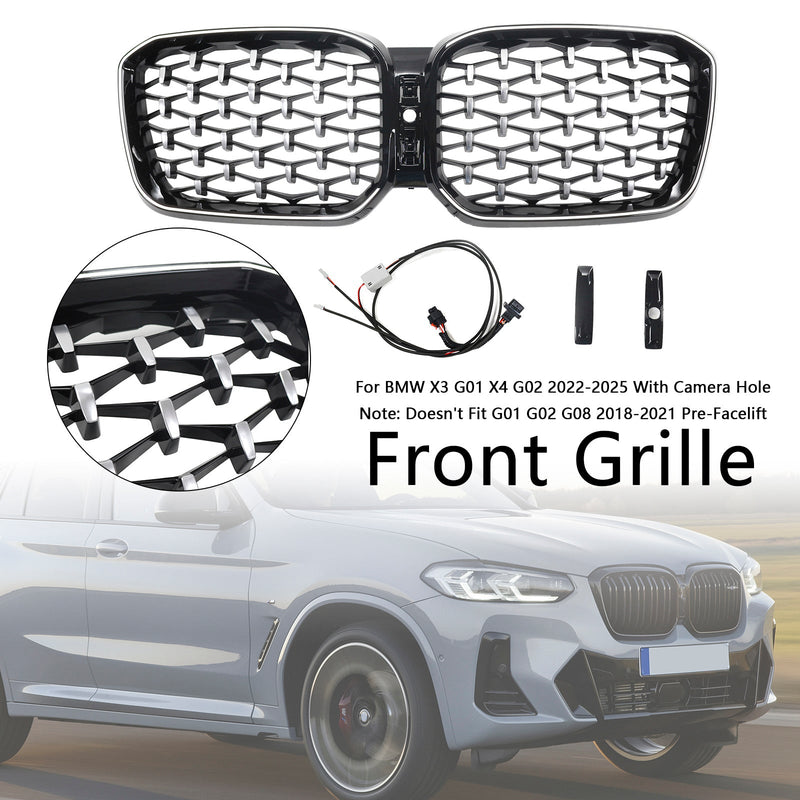 2022-2025 BMW X3 G01 X4 G02 Diamant Front Stoßstange Nieren Kühlergrill Chrom