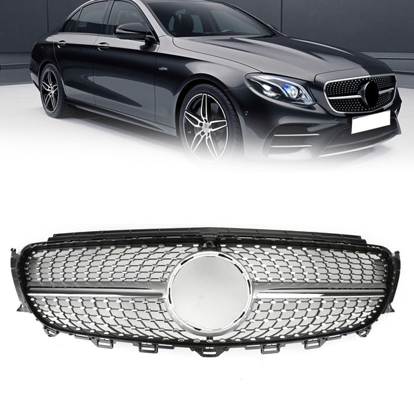 Rejilla del radiador con marco plateado diamante para Mercedes Benz W213 E300 E400 16-19