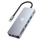 11 v 1 TYPE-C až RJ45 Gigabit USB 3.0 HDMI VGA Audio USB-C Data SD/TF PD100W