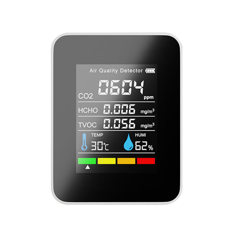 Detector de CO2 5 en 1, Monitor de calidad del aire, probador de humedad y temperatura Hcho Tvoc