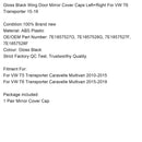 2015-2019 VW T6 Transporter Caravelle Multivan Wysoki połysk Czarne zewnętrzne osłony lusterek na drzwi Lewy + Prawy