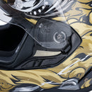 Dot motorcykelhjälm för vuxna, gata, integrerad hjälm, svart/guld