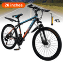 26" Speichenrad 24-Gang Mountainbike Erwachsenenrad MTB mit Schutzblech Blau+Orang