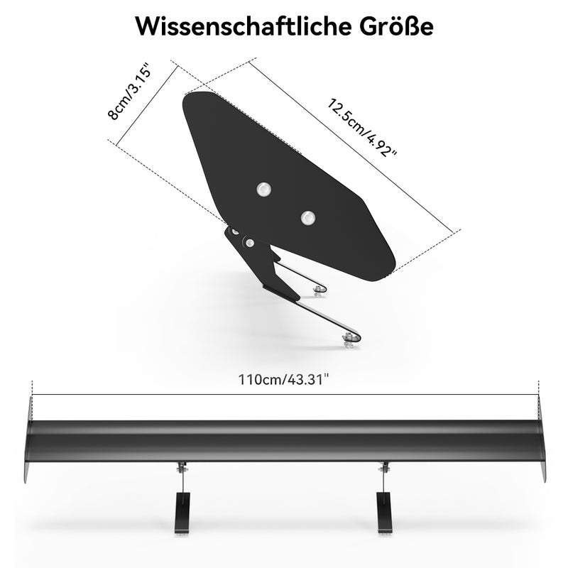 Universal Hatch Alumínio Ajustável GT Asa Traseira Spoiler Preto 14 #