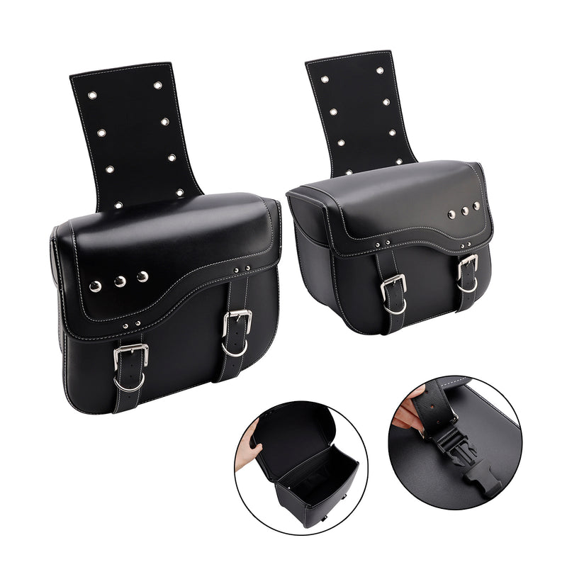 Universell sadelväska sida förvaringssvåse pu bagage svart 28L för motorcykel