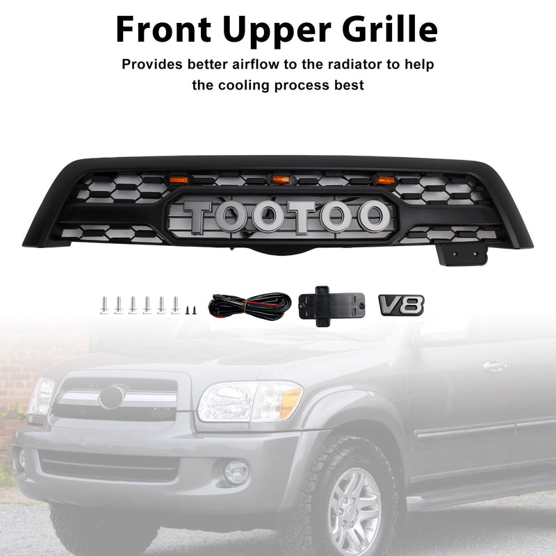 Frontstoßstangengrill in Mattschwarz, passend für Toyota Sequoia 2005-2007 mit LED-Beleuchtung