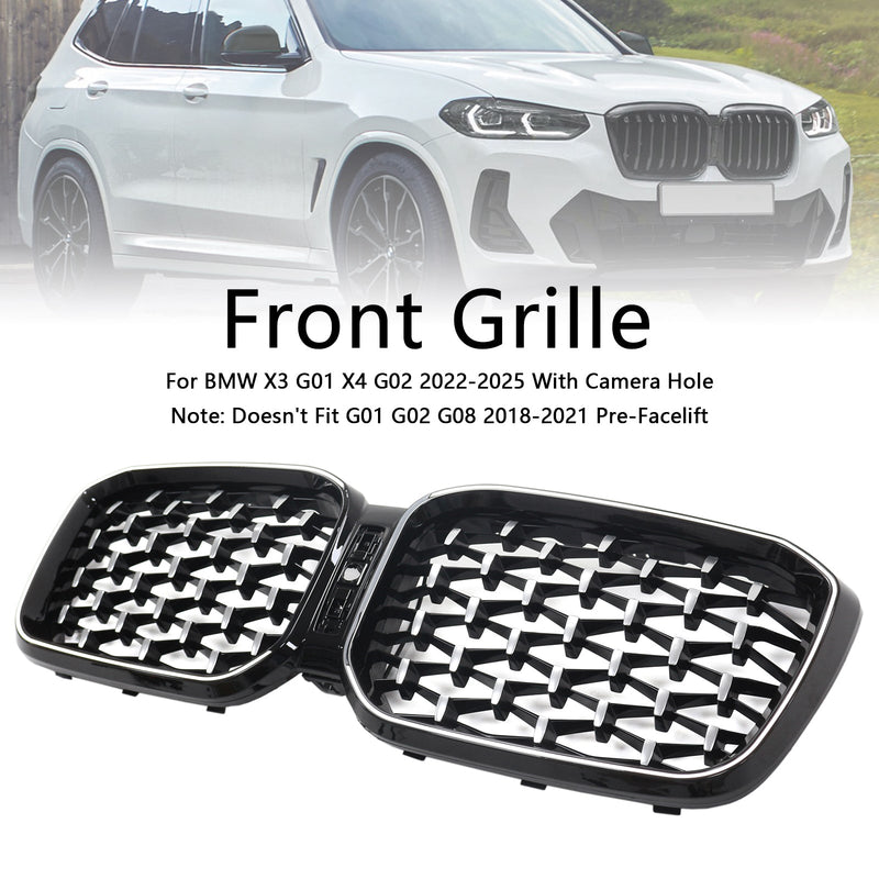 2022-2025 BMW X3 G01 X4 G02 Diamant Front Stoßstange Nieren Kühlergrill Chrom