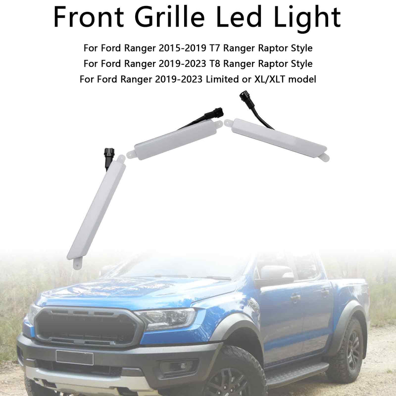 2019-2023 Ford Ranger T8 Ranger Style Raptor přední mřížka Gril bílé LED světlo