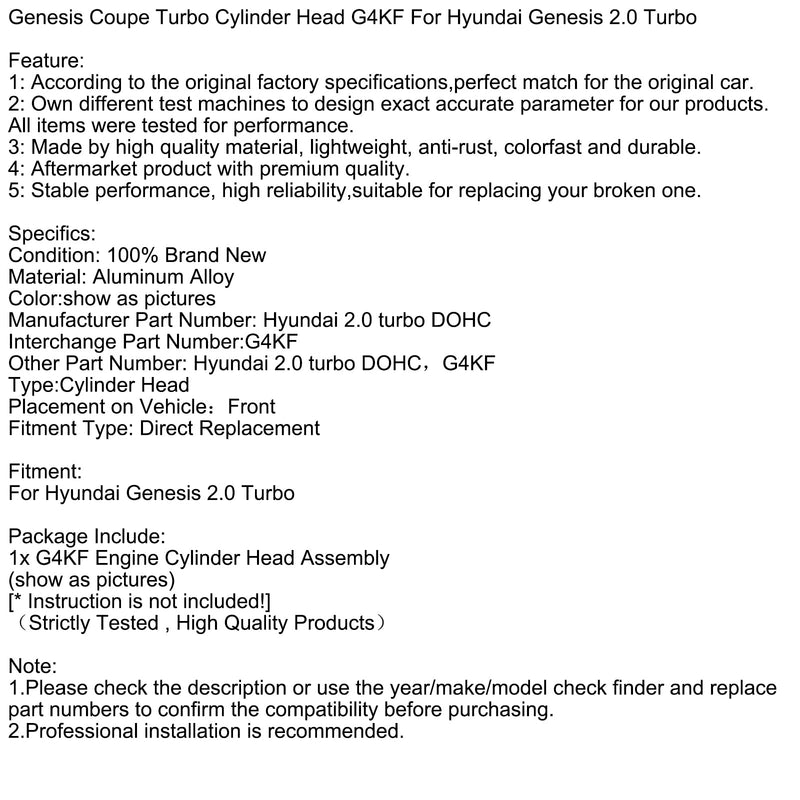 Hyundai Genesis 2.0 Turbo-Zylinderkopf G4KF