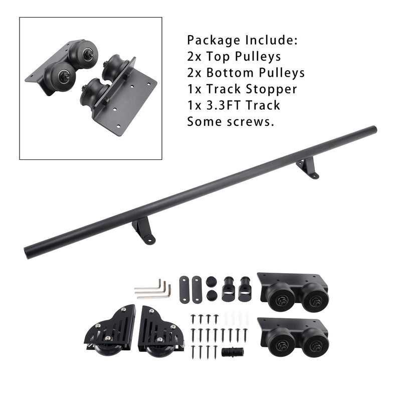 Rolling Library Sliding Ladder Hardware Kit med broms 3,3 ft rund rör