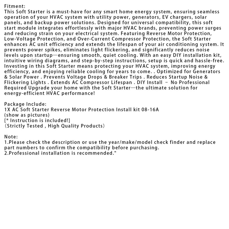 08-16A Softstartmodul für 1,75-3,5 Tonnen AC-Einheiten, Rückwärtsmotorschutz