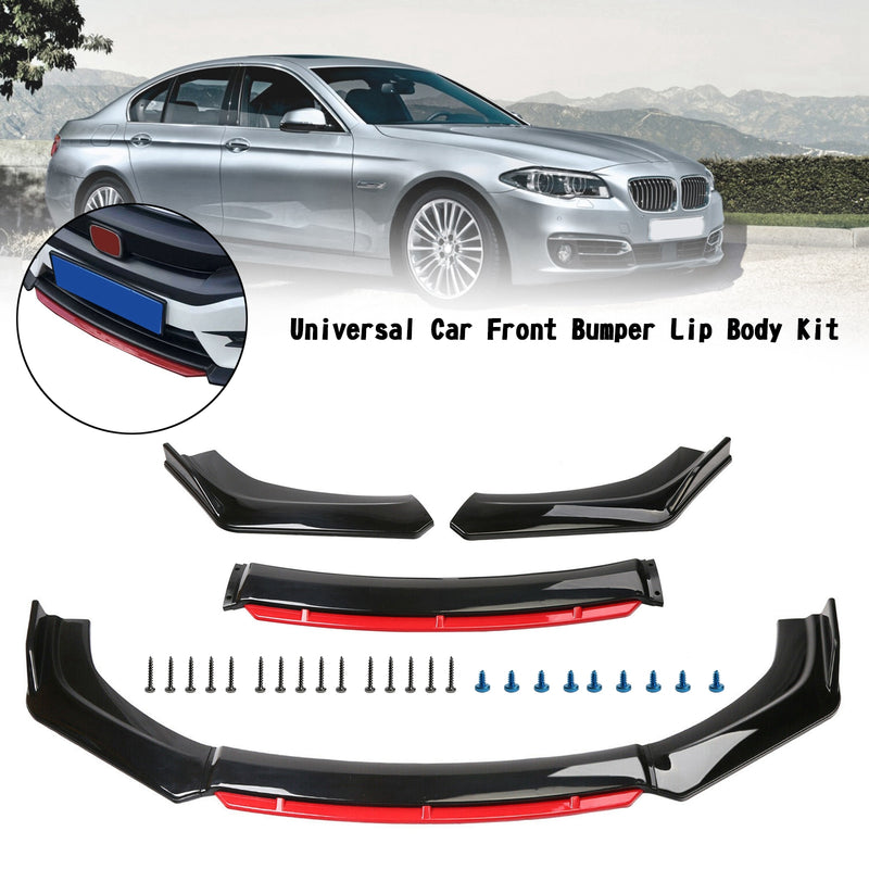 4 ST Universal Car Front Bumper Lip Body Kit Splitter Spoiler Diffuser Protector