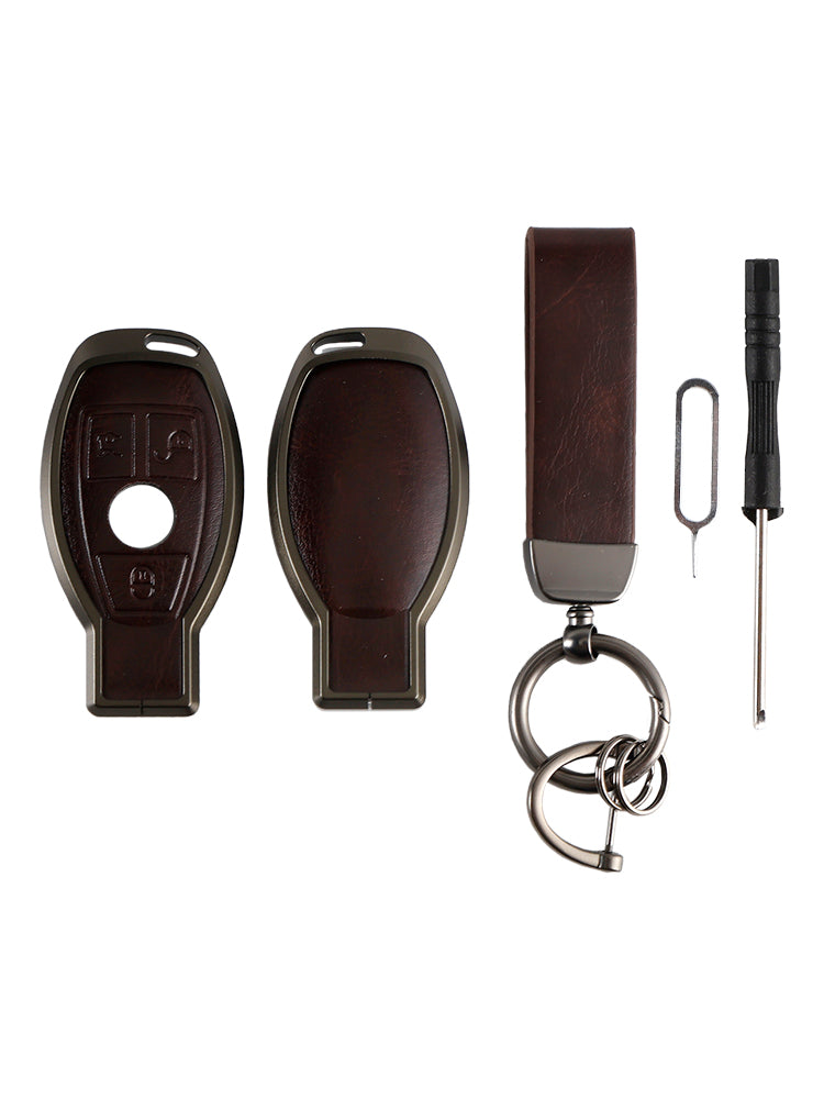 Benz GLC GLK CLS GLA CLA AMG Legierung Aluminium TPU Autoschlüssel Braun Hülle Cover