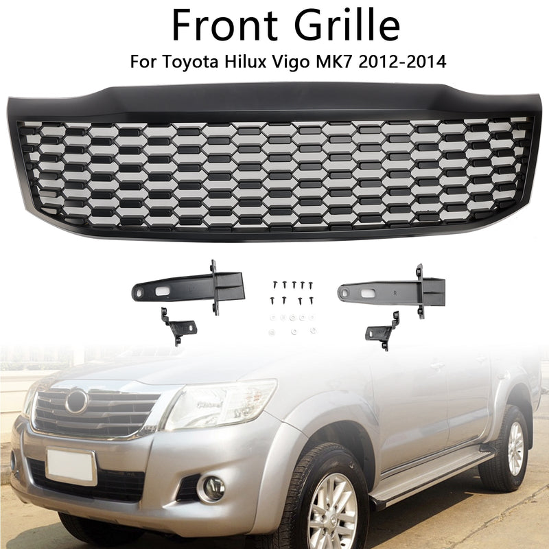2012-2014 Toyota Hilux Vigo MK7 Mattsvart främre stötfångargrill