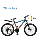 26" Speichenrad 24-Gang Mountainbike Erwachsenenrad MTB mit Schutzblech Blau+Orang