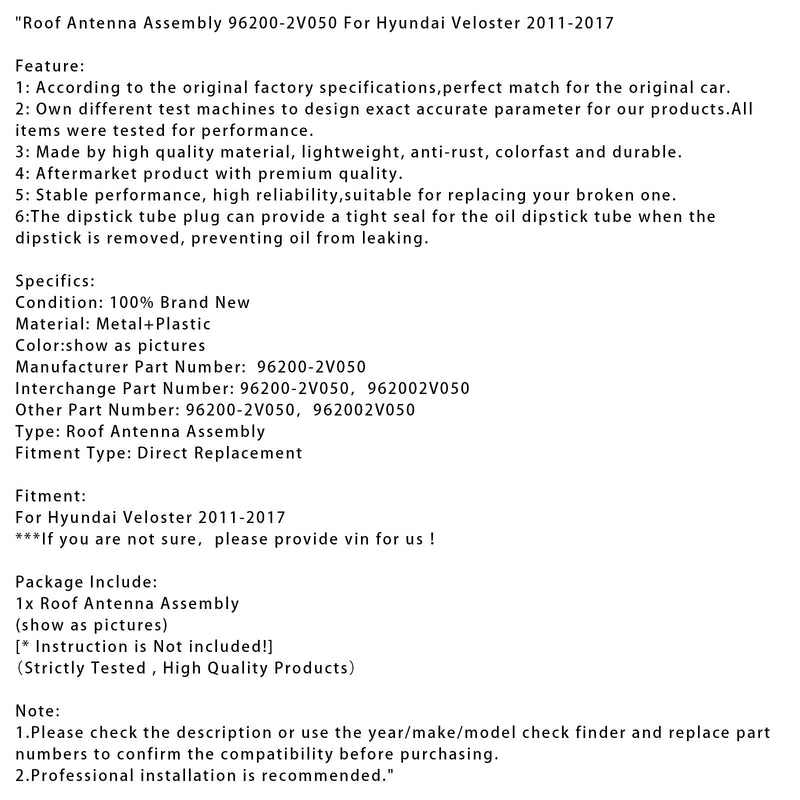 Dachantennenbaugruppe 96200-2V050 Für Hyundai Veloster 2011-2017