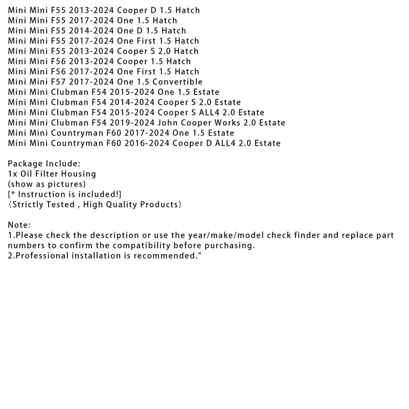 2020–2022 BMW X1 F48 xDrive 25 e Plug-in-Hybrid 1.5 SUV Ölfiltergehäuse 11428585237 11428513948