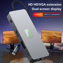 11 v 1 TYPE-C až RJ45 Gigabit USB 3.0 HDMI VGA Audio USB-C Data SD/TF PD100W