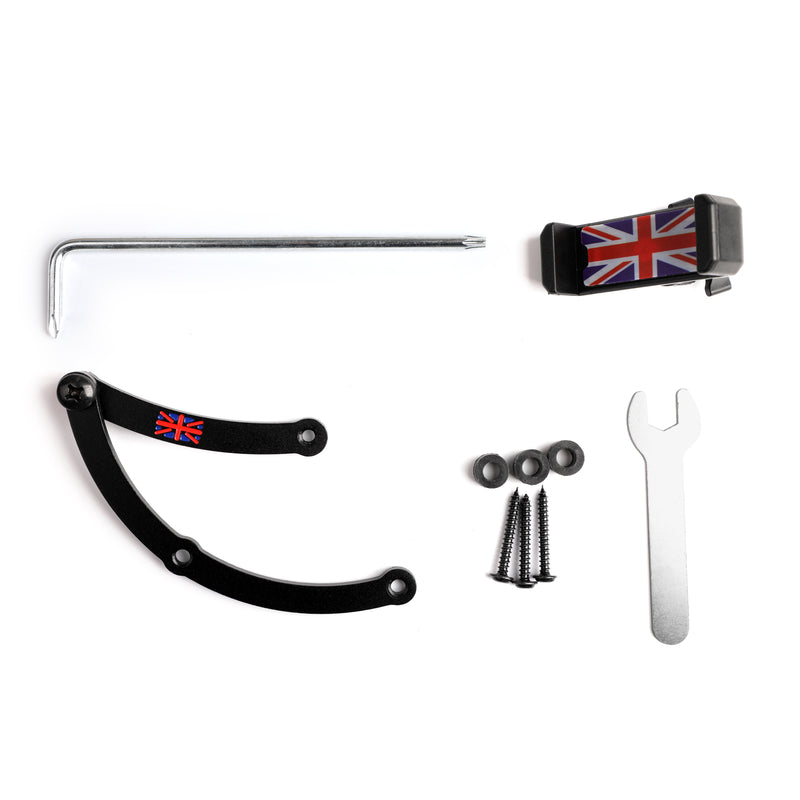 Union Jack -auton matkapuhelinteline, taitettava pidike Mini Cooper R55/56/57/60/61 B:lle