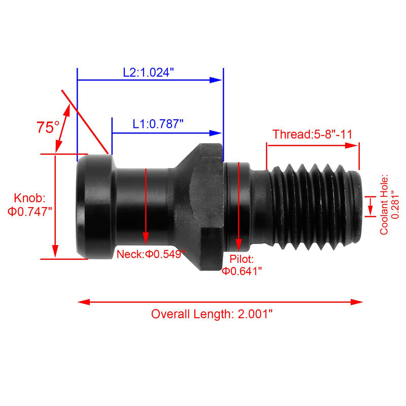 10 Stücke CAT40 15 ° 0,747 "Anzugsbolzen Kühlmittel Thru Retention Knob Für DMG Mori