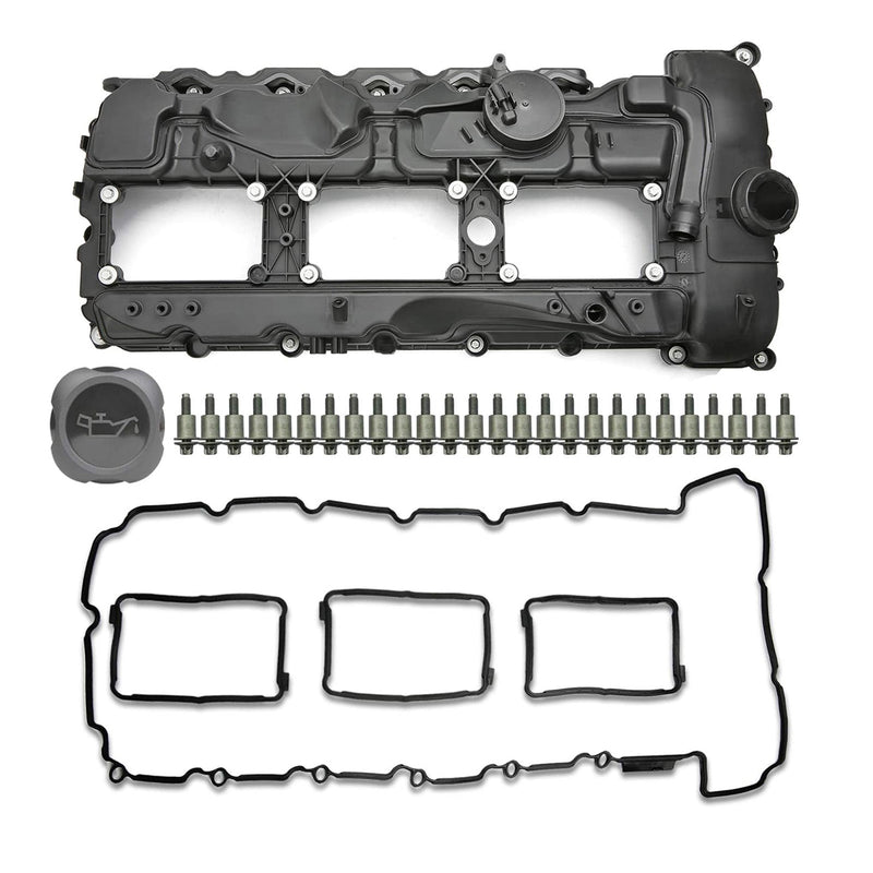 2010-2013 BMW E82/E88 135i 3.0L turbolader N55B30 Motorventildeksel med pakning + hette 11127570292