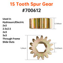 2 pieces 700612 15-tooth spur gear 10 DP/20 PA for Lippert RV Slide Out systems