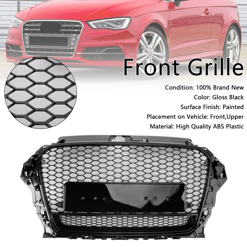 RS3 Style Front Honeycomb Bumper Grill für Audi A3 S3 2013-2016 mit Quattro