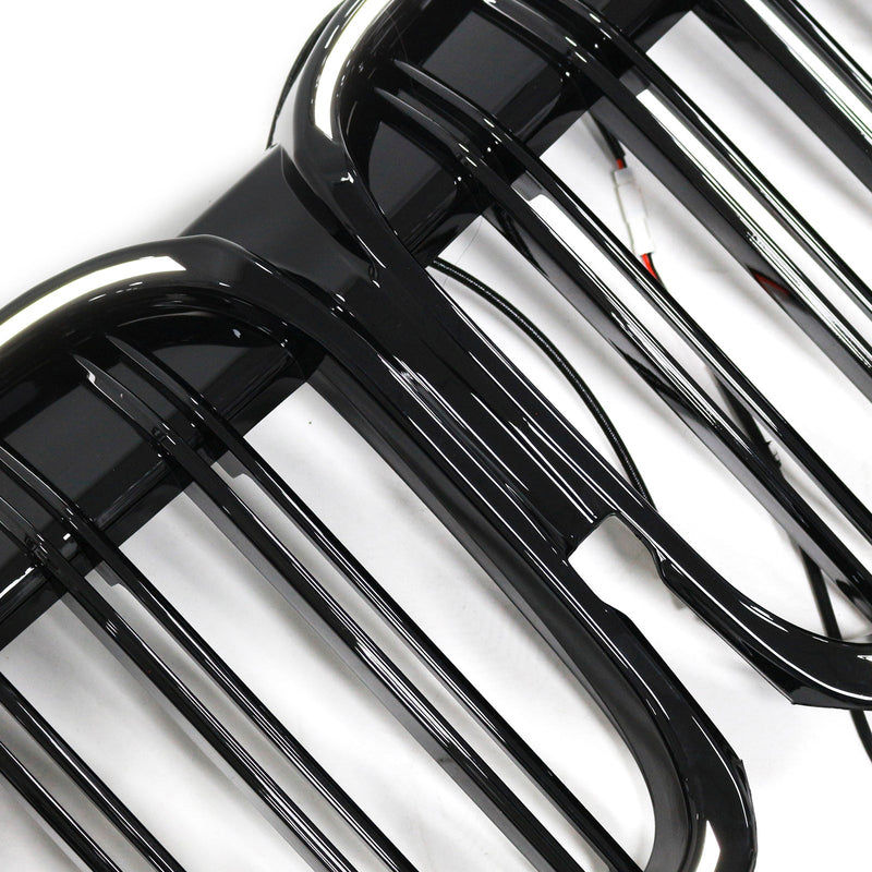 2019–2022 BMW 7 -sarja G11 G12 Double-Melle etusälejä musta kiiltävä