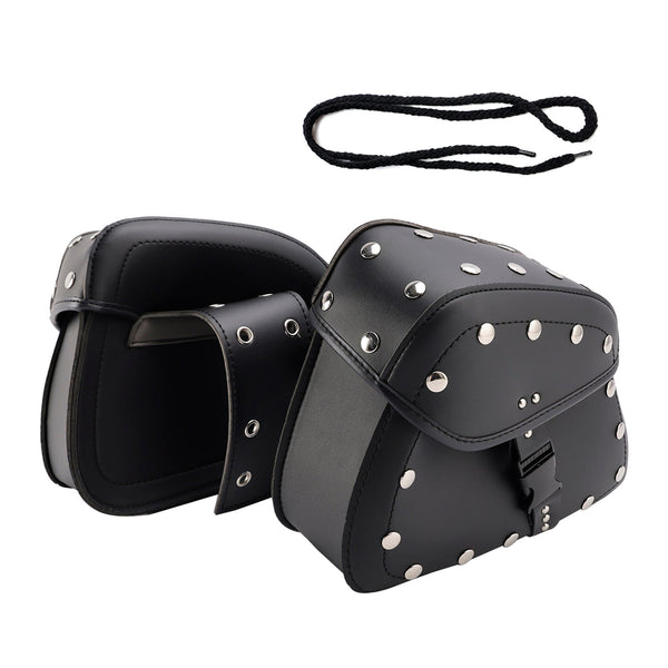 Universell sadelväska sida förvaringssvåse pu bagage svart 22L för motorcykel