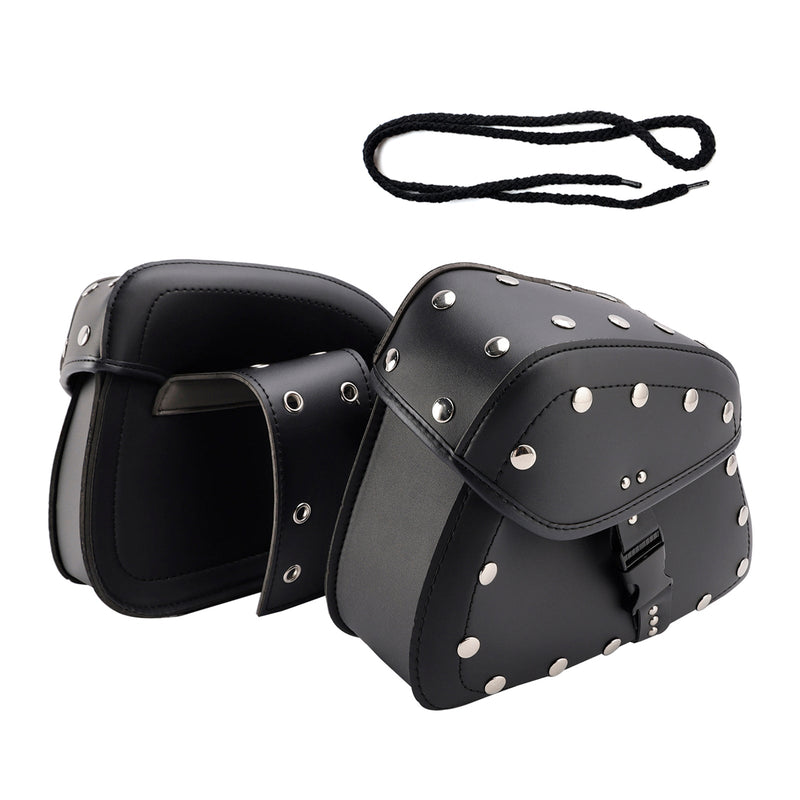 Universell sadelväska sida förvaringssvåse pu bagage svart 22L för motorcykel