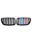 2 Stück Frontstoßstangengrill in Hochglanzschwarz passend für BMW X3 E83 2007-2010 LCI