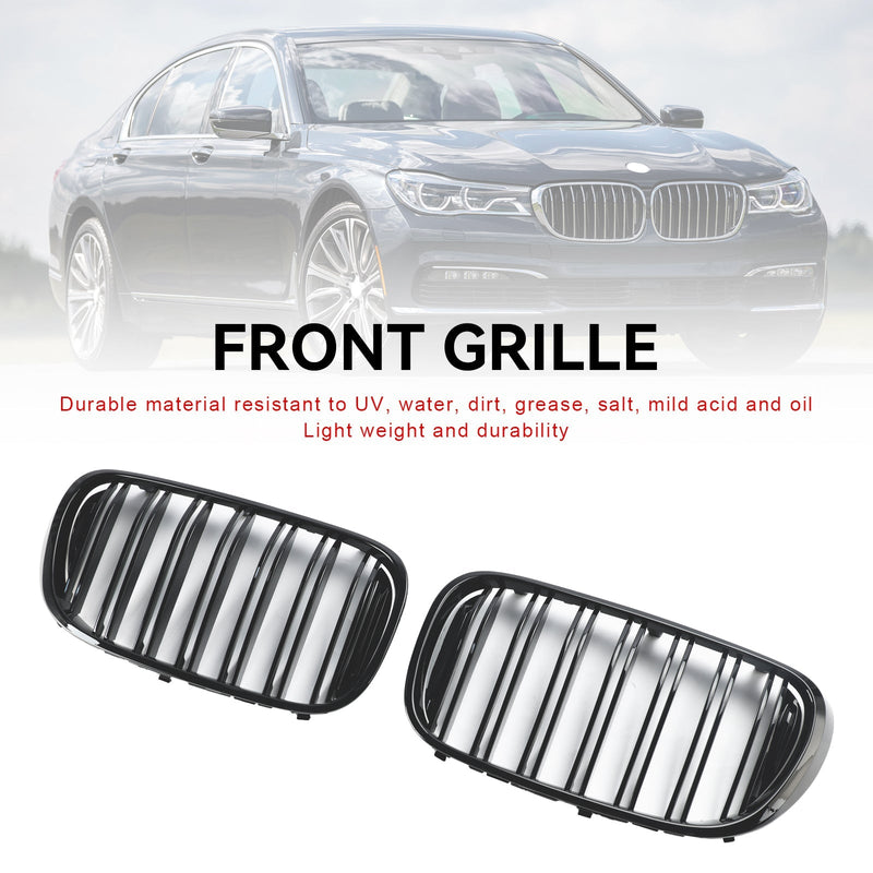 07.2015-01.2019 BMW 7-serie G11 Sedan 5-dörrars pre-facelift svart 2 lameller främre njurgrill