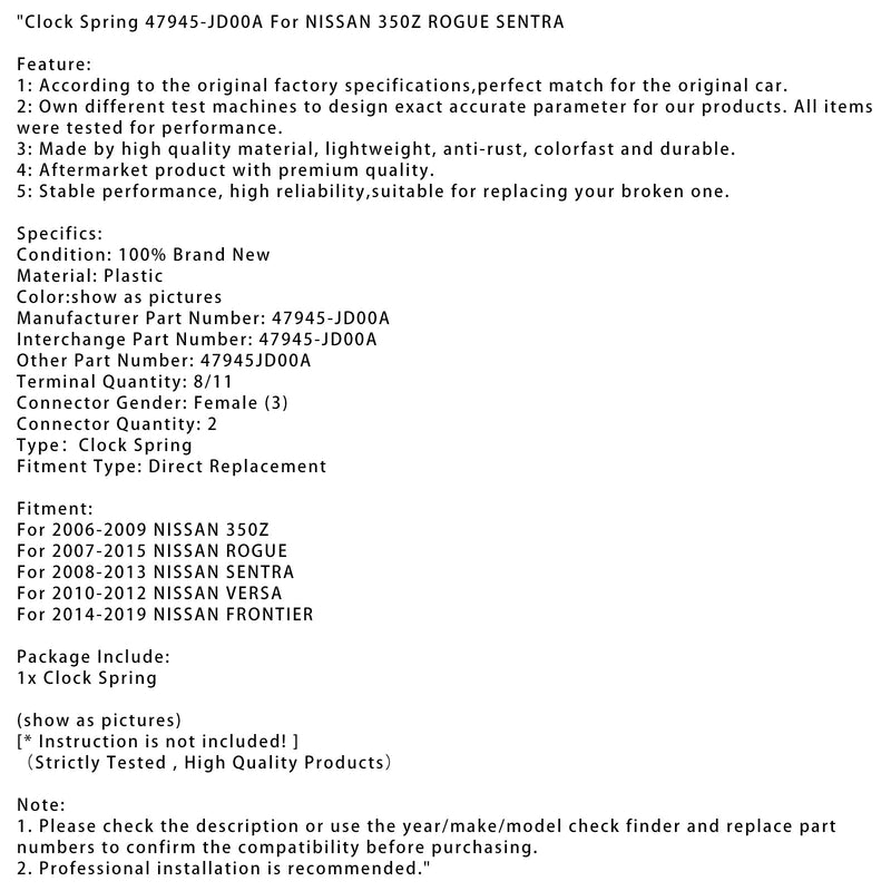 Pakk våren 47945-JD00A for Nissan 350z Rogue Sentra